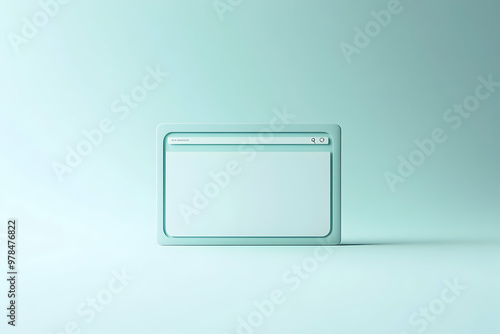 Minimalistic design of a web browser window on a pale blue background.