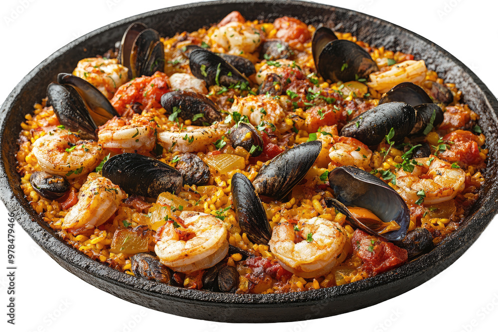 Paella isolated on white or transparent Paella isolated on white or transparent