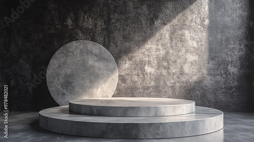 industrial style concrete product showcase podium