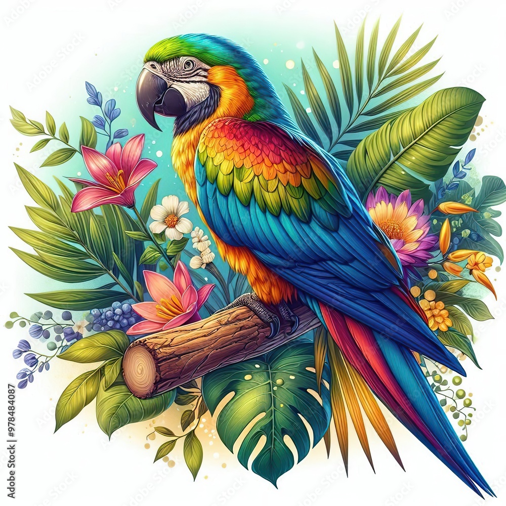 Fototapeta premium An exotic parrot in a tropical paradise