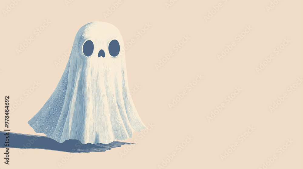 This illustration showcases a cute ghost character, designed with a whimsical touch, ideal for Halloween-themed projects and creative copy space This illustration showcases a cute ghost character, designed with a whimsical touch, ideal for Halloween-themed projects and creative copy space