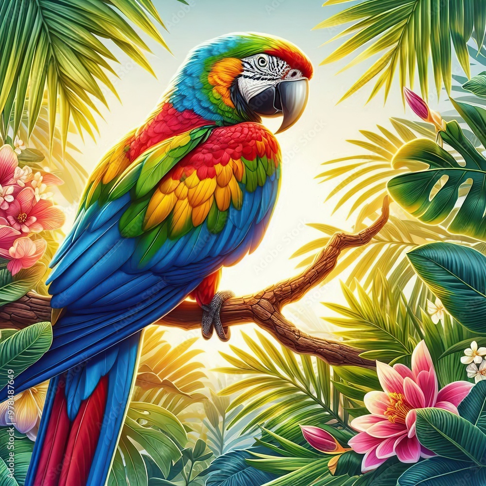 Fototapeta premium Tropical bird parrot in the jungle