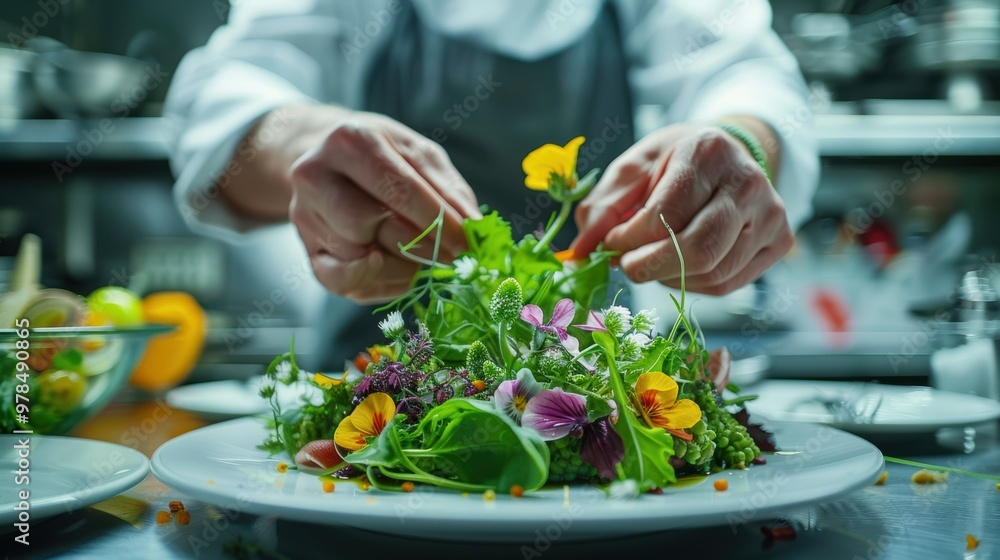 Chef Plating Vibrant Greens Chef Plating Vibrant Greens