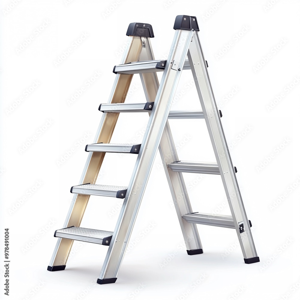 Aluminum Stepladder Isolated on White Aluminum Stepladder Isolated on White