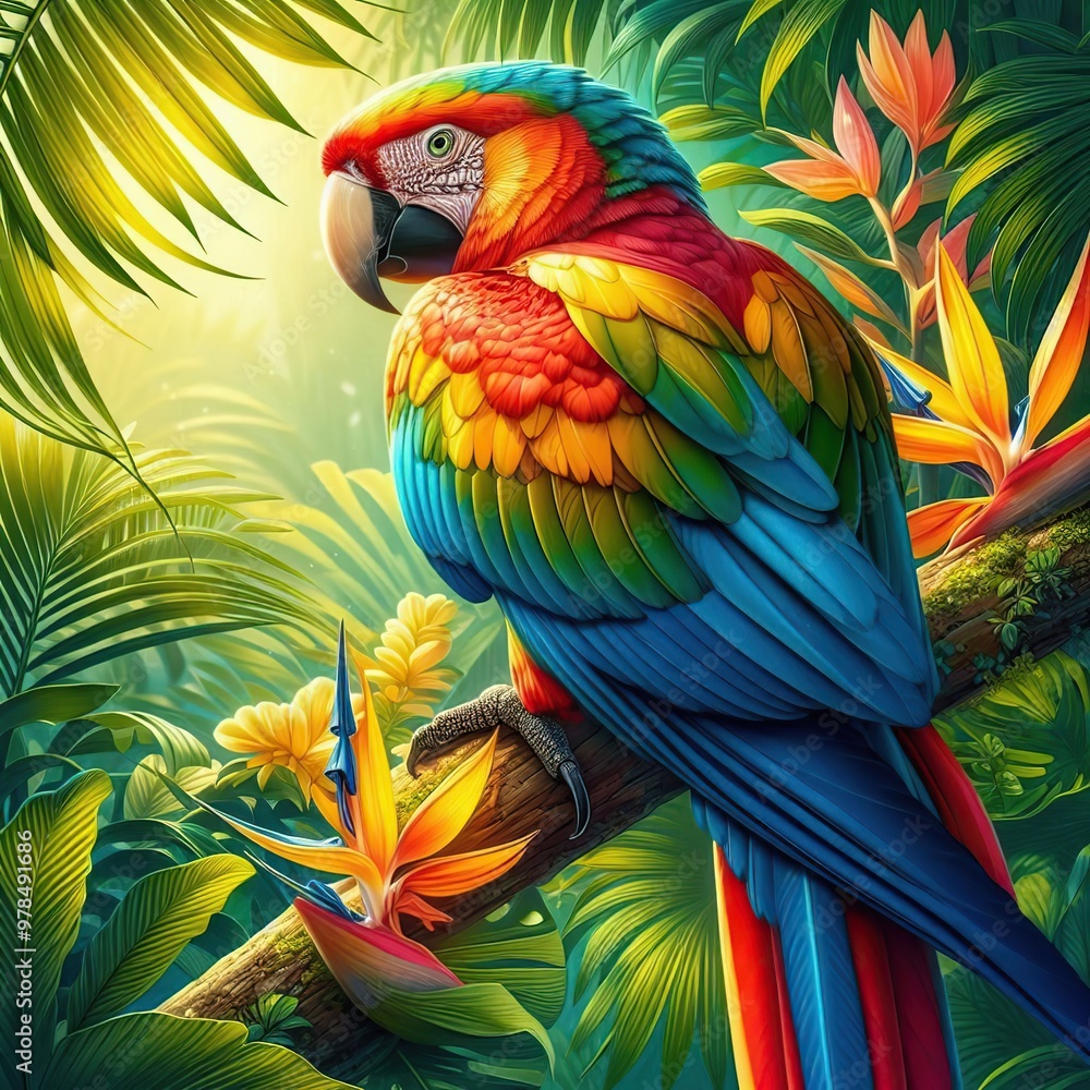 Obraz premium Parrot in bright tropical colours
