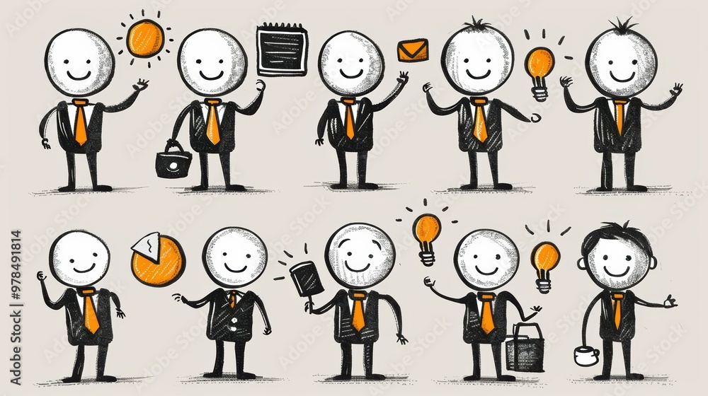 Funny Business Stickmen with Symbols Funny Business Stickmen with Symbols