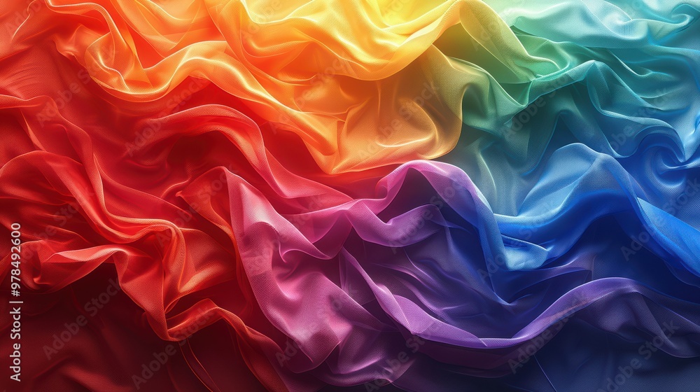 Obraz premium Rainbow Pride Flag with Textured Folds