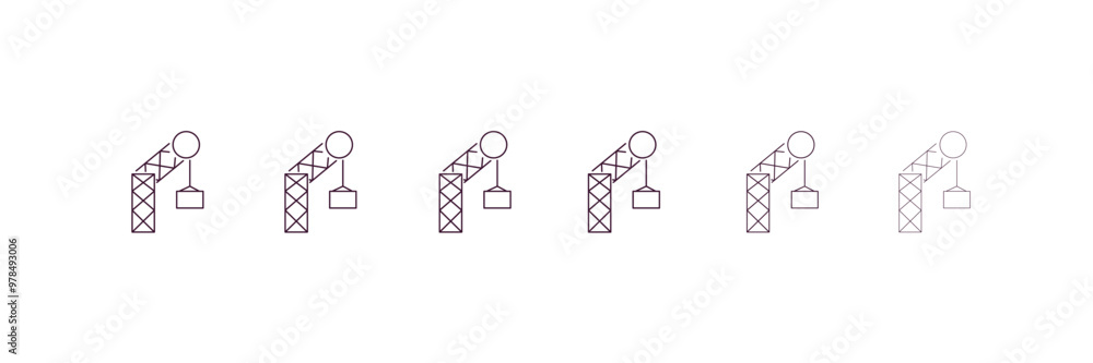 Fototapeta premium derrick with boxes outline icon. Linear vector from construction concept. 6 different line style derrick with boxes icon included thin, light, regular, medium, bold, black