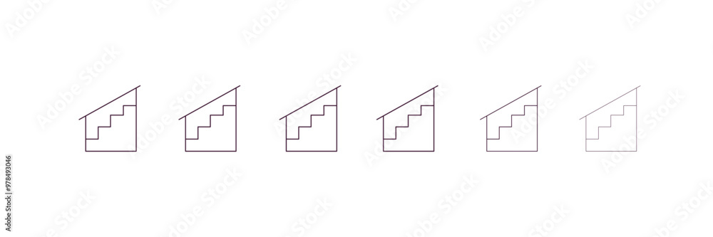 stairs with handle outline icon. Linear vector from construction concept. 6 different line style stairs with handle icon included thin, light, regular, medium, bold, black stairs with handle outline icon. Linear vector from construction concept. 6 different line style stairs with handle icon included thin, light, regular, medium, bold, black