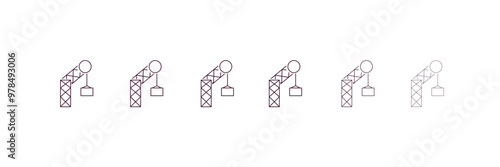 derrick with boxes  outline icon. Linear vector from construction concept. 6 different line style derrick with boxes  icon included thin, light, regular, medium, bold, black