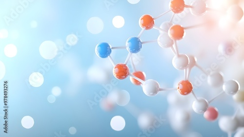 15092131 02 A 3D visualization of a primary protein structure formed by amino acid sequences emphasizing the role of peptide bonds in protein folding --ar 169