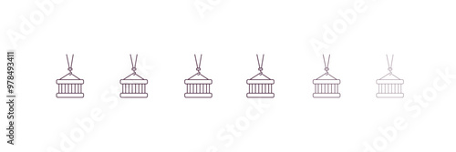 derrick with pallet  outline icon. Linear vector from construction concept. 6 different line style derrick with pallet  icon included thin, light, regular, medium, bold, black