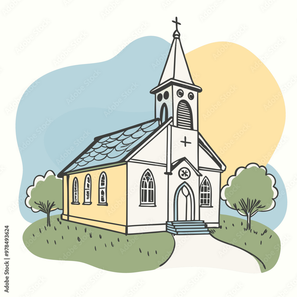 Naklejka premium vector illustration of church