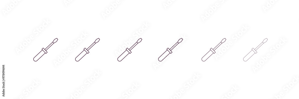 screwdrivers  outline icon. Linear vector from construction concept. 6 different line style screwdrivers  icon included thin, light, regular, medium, bold, black