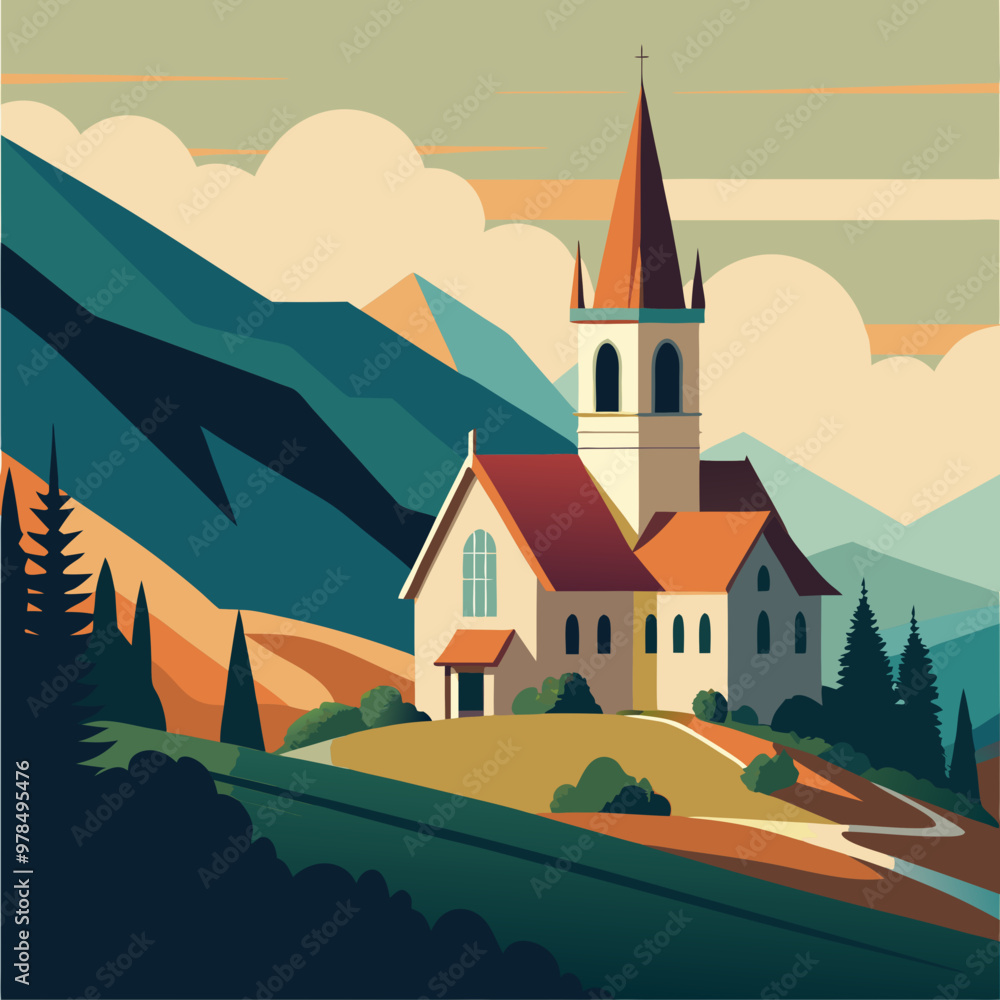 Naklejka premium vector illustration of church
