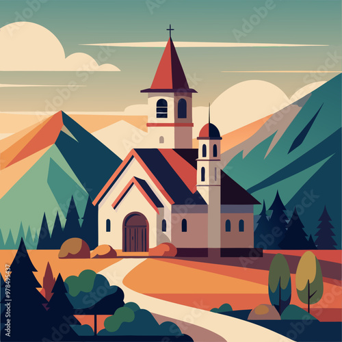 vector illustration of church