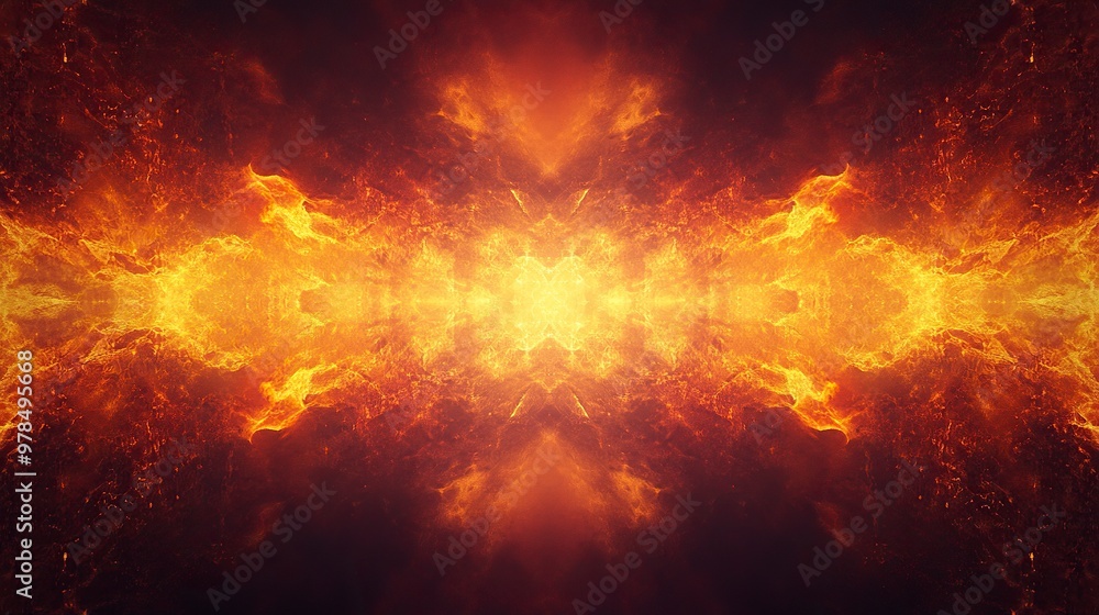 Dramatic fire and smoke effect glowing red and yellow colors exploding outwards with center space. Vivid and hot hell abstract or blazing fire background or wallpaper.generative ai Dramatic fire and smoke effect glowing red and yellow colors exploding outwards with center space. Vivid and hot hell abstract or blazing fire background or wallpaper.generative ai