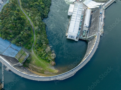 Karapiro Hydro Power Station on the Waikato River in Karapiro, Cambridge, Waikato, New Zealand. photo