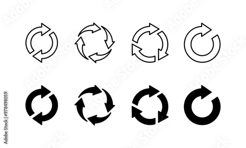 Cycle arrow symbol. Circular arrow symbol for loop process infographic. Refresh symbol.