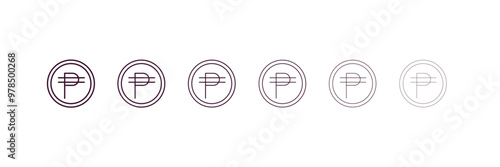 peso  outline icon. Linear vector from cryptocurrency concept. 6 different line style peso  icon included thin, light, regular, medium, bold, black