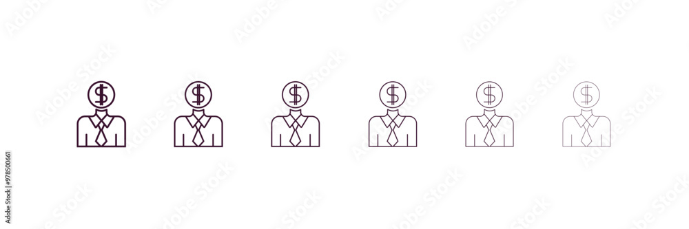 banker outline icon. Linear vector from cryptocurrency concept. 6 different line style banker icon included thin, light, regular, medium, bold, black banker outline icon. Linear vector from cryptocurrency concept. 6 different line style banker icon included thin, light, regular, medium, bold, black