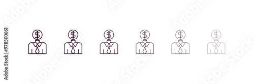 banker  outline icon. Linear vector from cryptocurrency concept. 6 different line style banker  icon included thin, light, regular, medium, bold, black