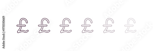 pound  outline icon. Linear vector from cryptocurrency concept. 6 different line style pound  icon included thin, light, regular, medium, bold, black