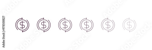 money flow  outline icon. Linear vector from cryptocurrency concept. 6 different line style money flow  icon included thin, light, regular, medium, bold, black