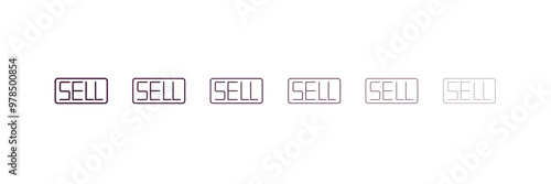 sell outline icon. Linear vector from cryptocurrency concept. 6 different line style sell icon included thin, light, regular, medium, bold, black