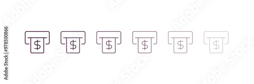 withdraw  outline icon. Linear vector from cryptocurrency concept. 6 different line style withdraw  icon included thin, light, regular, medium, bold, black