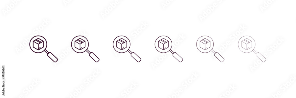 inspection outline icon. Linear vector from delivery concept. 6 different line style inspection icon included thin, light, regular, medium, bold, black inspection outline icon. Linear vector from delivery concept. 6 different line style inspection icon included thin, light, regular, medium, bold, black