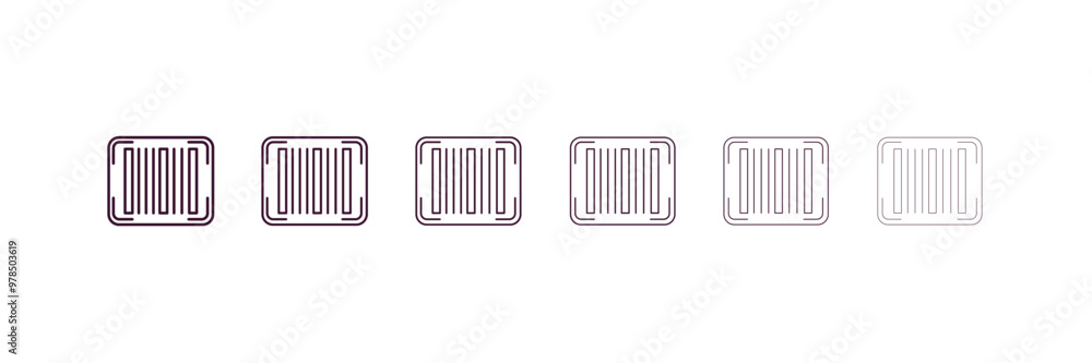 bar code outline icon. Linear vector from delivery concept. 6 different line style bar code icon included thin, light, regular, medium, bold, black bar code outline icon. Linear vector from delivery concept. 6 different line style bar code icon included thin, light, regular, medium, bold, black