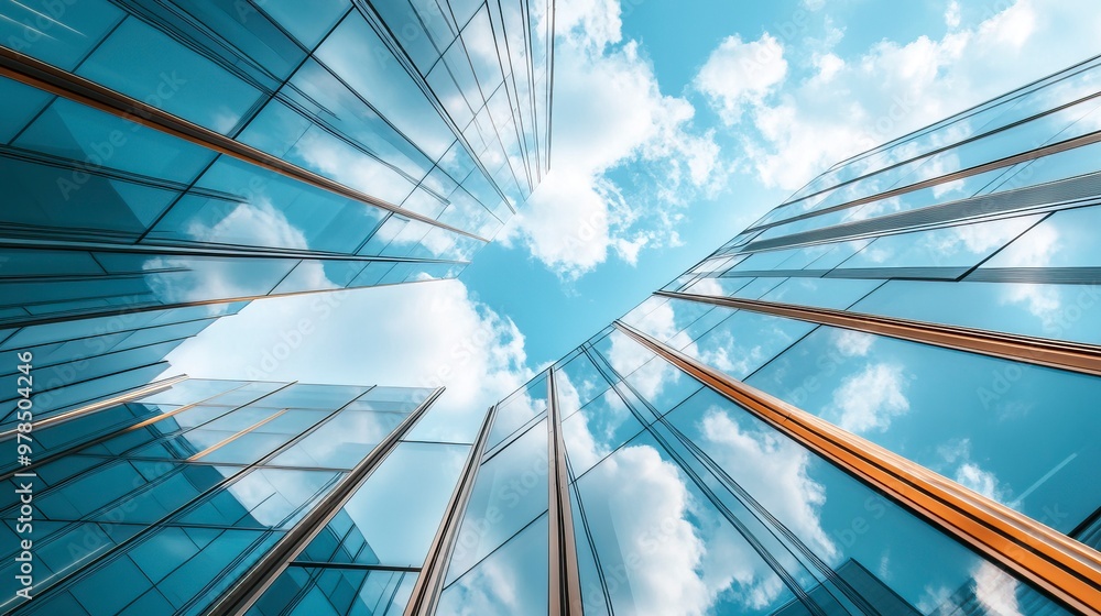 Economics, banking, business and finance concept.A fragment of a modern office building in the capital .glass buildings with cloudy blue sky background .generative ai Economics, banking, business and finance concept.A fragment of a modern office building in the capital .glass buildings with cloudy blue sky background .generative ai