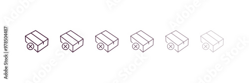 delivery cancelled outline icon. Linear vector from delivery concept. 6 different line style delivery cancelled icon included thin, light, regular, medium, bold, black