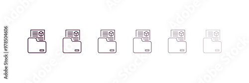 dossier outline icon. Linear vector from delivery concept. 6 different line style dossier icon included thin, light, regular, medium, bold, black