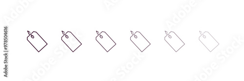 tag outline icon. Linear vector from delivery concept. 6 different line style tag icon included thin, light, regular, medium, bold, black