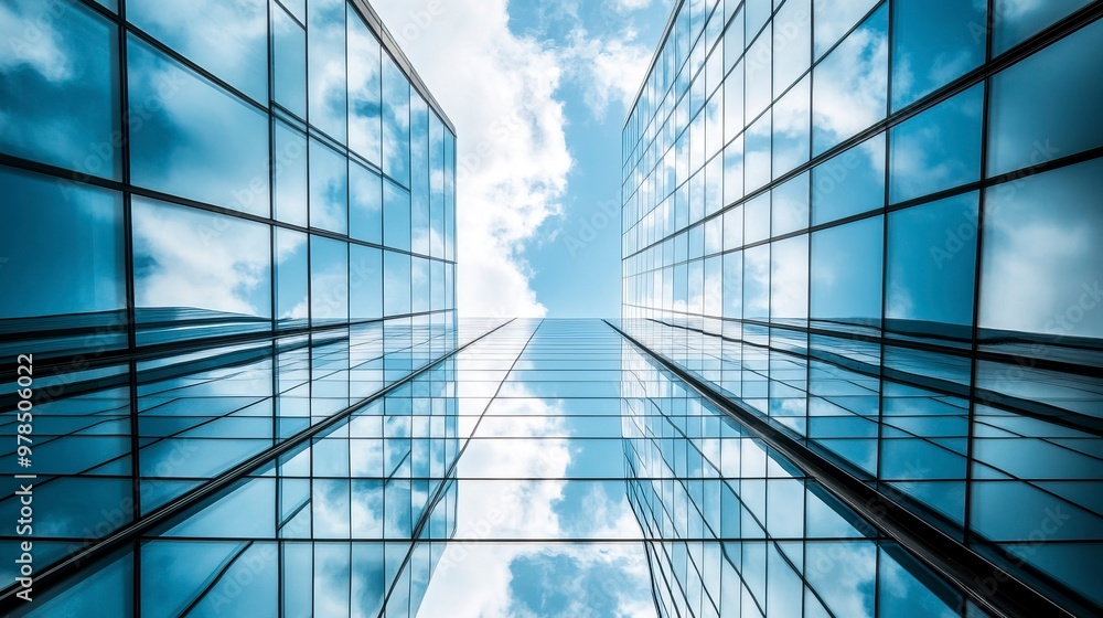 Economics, banking, business and finance concept.A fragment of a modern office building in the capital .glass buildings with cloudy blue sky background .generative ai Economics, banking, business and finance concept.A fragment of a modern office building in the capital .glass buildings with cloudy blue sky background .generative ai