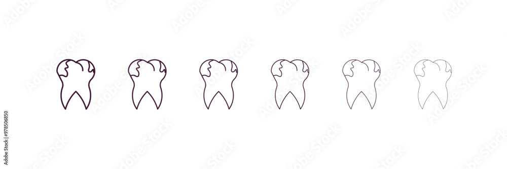 cavities outline icon. Linear vector from dentist concept. 6 different line style cavities icon included thin, light, regular, medium, bold, black. cavities outline icon. Linear vector from dentist concept. 6 different line style cavities icon included thin, light, regular, medium, bold, black.