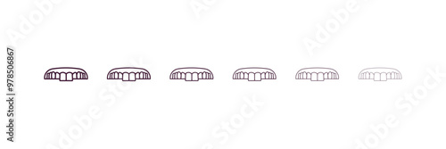 dentures outline icon. Linear vector from dentist concept. 6 different line style dentures icon included thin, light, regular, medium, bold, black.