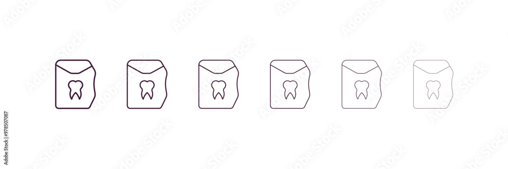 dental floss outline icon. Linear vector from dentist concept. 6 different line style dental floss icon included thin, light, regular, medium, bold, black. dental floss outline icon. Linear vector from dentist concept. 6 different line style dental floss icon included thin, light, regular, medium, bold, black.