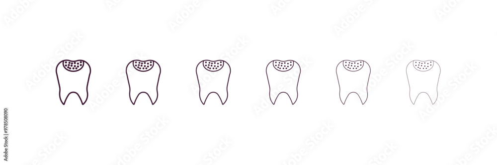 holed tooth outline icon. Linear vector from dentist concept. 6 different line style holed tooth icon included thin, light, regular, medium, bold, black. holed tooth outline icon. Linear vector from dentist concept. 6 different line style holed tooth icon included thin, light, regular, medium, bold, black.