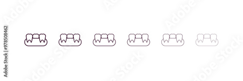 partial denture outline icon. Linear vector from dentist concept. 6 different line style partial denture icon included thin, light, regular, medium, bold, black.