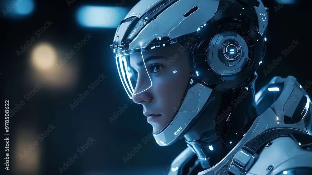 A virtual reality headset is shown in a blue background A virtual reality headset is shown in a blue background