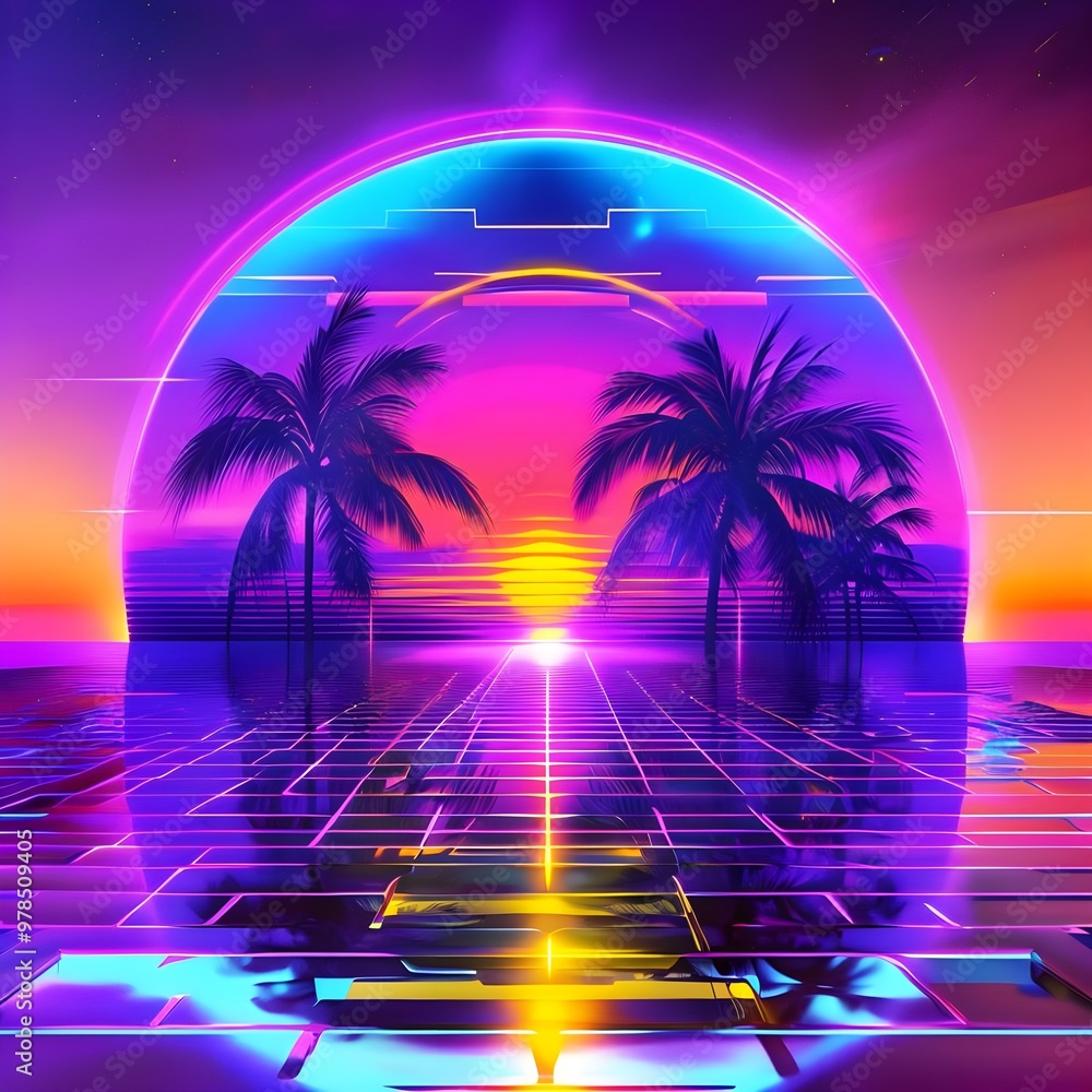 Fototapeta premium Vibrant Retro 80s Graphics