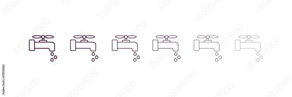 water tap outline icon. Linear vector from ecology concept. 6 different line style water tap icon included thin, light, regular, medium, bold, black water tap outline icon. Linear vector from ecology concept. 6 different line style water tap icon included thin, light, regular, medium, bold, black