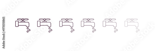 water tap outline icon. Linear vector from ecology concept. 6 different line style water tap icon included thin, light, regular, medium, bold, black
