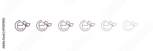 eco e outline icon. Linear vector from ecology concept. 6 different line style eco e icon included thin, light, regular, medium, bold, black