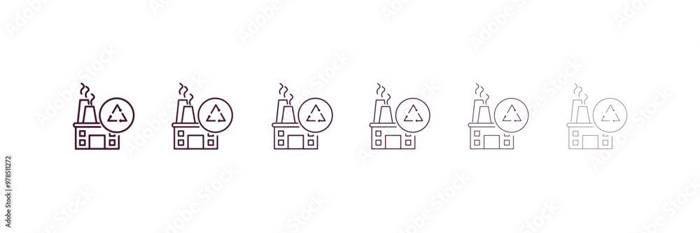 Fototapeta premium recycling factory outline icon. Linear vector from ecology concept. 6 different line style recycling factory icon included thin, light, regular, medium, bold, black