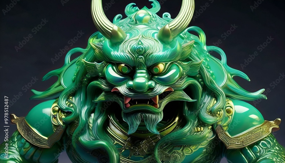 Fototapeta premium An oni made of emerald green celluloid.