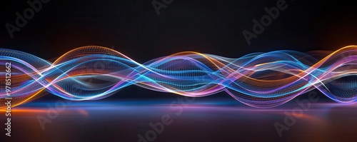 Neon abstract shapes on a black background, neon design, electric energy photo